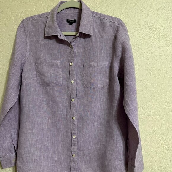 Talbots Lilac, 100% Linen, Button Down Shirt, Size M - Picture 1 of 16